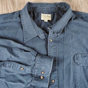 Cabela's Legendary 5XL Regular Long Sleeve Sturdy Pocket Button Shirt Blue